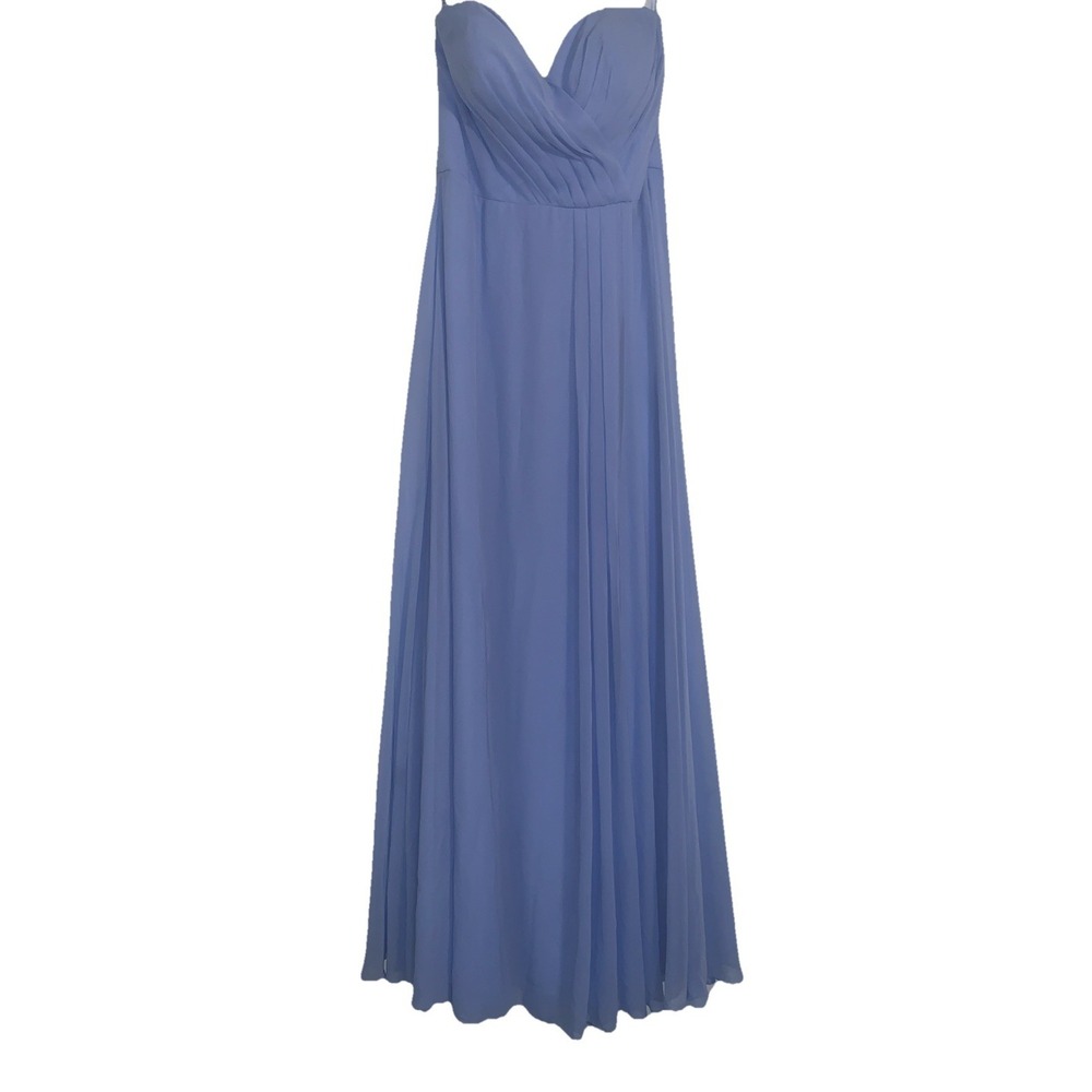 MoriLee by Madeline Gardner 12 Strapless Chiffon Gown Light Blue Formal Dress
